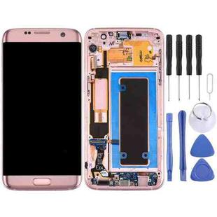 Original LCD Screen and Digitizer Full Assembly with Frame & Charging Port Board & Volume Button & Power Button for Galaxy S7 Edge / G935A(Pink)