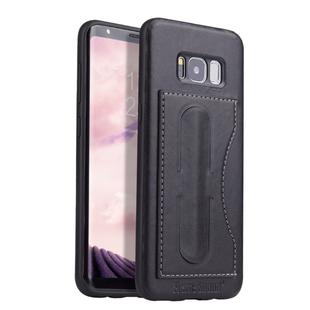 Fierre Shann Full Coverage Protective Leather Case for Galaxy S8,  with Holder & Card Slot(Black)