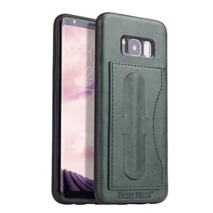 Fierre Shann Full Coverage Protective Leather Case for Galaxy S8,  with Holder & Card Slot(Green)
