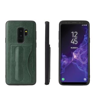 Fierre Shann Full Coverage Protective Leather Case for Galaxy S9,  with Holder & Card Slot(Green)