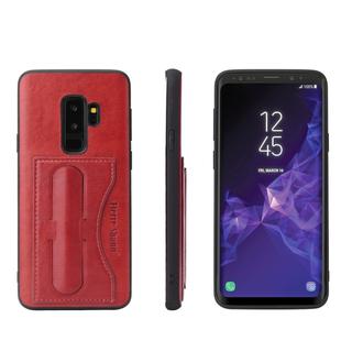 Fierre Shann Full Coverage Protective Leather Case for Galaxy S9,  with Holder & Card Slot(Red)