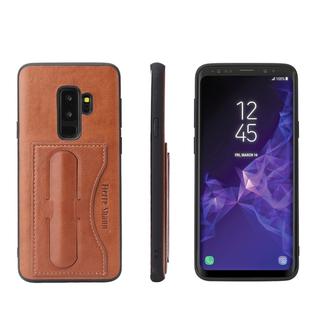 Fierre Shann Full Coverage Protective Leather Case for Galaxy S9,  with Holder & Card Slot(Brown)