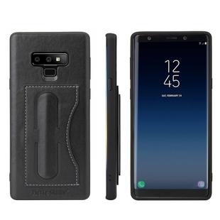 Fierre Shann Full Coverage Protective Leather Case for Galaxy Note9,  with Holder & Card Slot(Black)