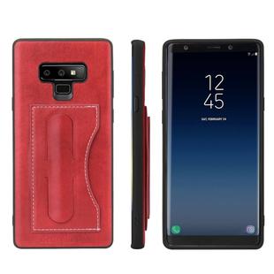 Fierre Shann Full Coverage Protective Leather Case for Galaxy Note9,  with Holder & Card Slot(Red)