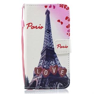 Love Tower Pattern Horizontal Flip Leather Case for Galaxy M10, with Holder & Card Slots & Wallet