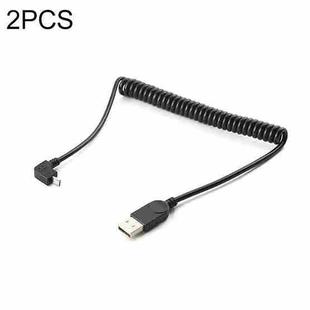 2 PCS USB Male to Micro USB 5 Pin Upper Elbow Male Spring Charging Data Cable, Cable Length: 1.5m