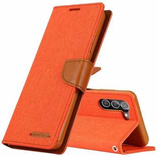 For Samsung Galaxy S21 5G GOOSPERY CANVAS DIARY Canvas Texture Horizontal Flip PU Leather Case with Holder & Card Slots & Wallet (Orange)
