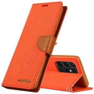 For Samsung Galaxy S21 Ultra 5G GOOSPERY CANVAS DIARY Canvas Texture Horizontal Flip PU Leather Case with Holder & Card Slots & Wallet(Orange)