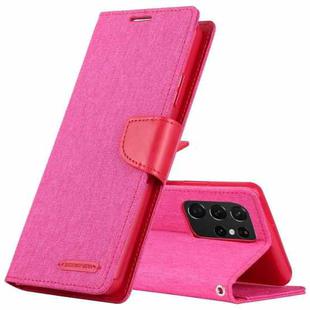 For Samsung Galaxy S21 Ultra 5G GOOSPERY CANVAS DIARY Canvas Texture Horizontal Flip PU Leather Case with Holder & Card Slots & Wallet(Pink)