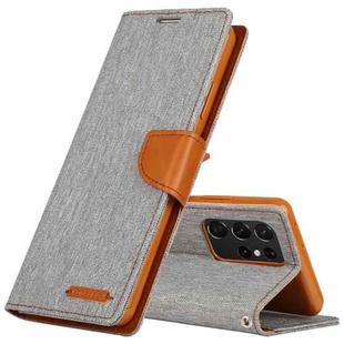 For Samsung Galaxy S21 Ultra 5G GOOSPERY CANVAS DIARY Canvas Texture Horizontal Flip PU Leather Case with Holder & Card Slots & Wallet(Grey)
