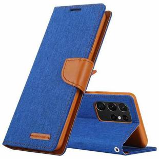 For Samsung Galaxy S21 Ultra 5G GOOSPERY CANVAS DIARY Canvas Texture Horizontal Flip PU Leather Case with Holder & Card Slots & Wallet(Blue)