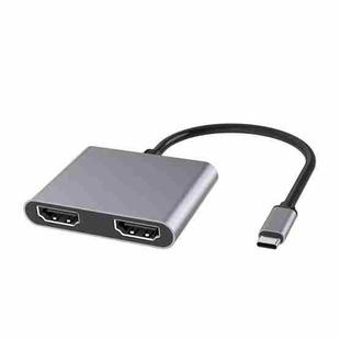 4 in 1 Multifunction USB-C / Type-C to PD USB-C / Type-C +USB 3.0+Dual HDMI HUB Docking Station (Grey)
