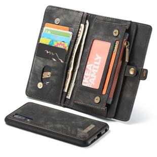 CaseMe-008 Detachable Multifunctional Retro Frosted Horizontal Flip Leather Case for Galaxy A50, with Card Slot & Holder & Zipper Wallet & Photo Frame(Black)