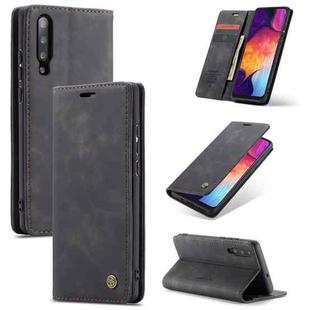 CaseMe-013 Multifunctional Retro Frosted Horizontal Flip Leather Case for Galaxy A30S / A50S / A50, with Card Slot & Holder & Zipper Wallet & Photo Frame(Black)