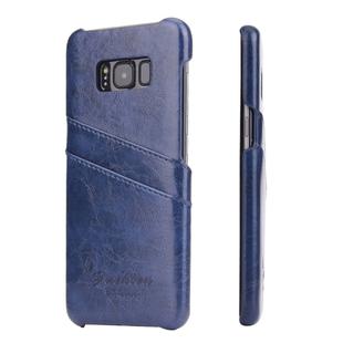 Fierre Shann Retro Oil Wax Texture PU Leather Case for Galaxy S8+ / G9550, with Card Slots(Blue)