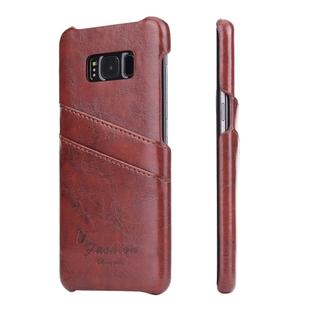 Fierre Shann Retro Oil Wax Texture PU Leather Case for Galaxy S8+ / G9550, with Card Slots(Brown)