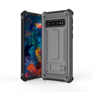 Ultra-thin Shockproof PC + TPU Armor Protective Case for Galaxy S10+, with Holder (Grey)