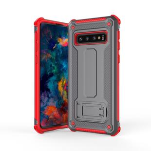 Ultra-thin Shockproof PC + TPU Armor Protective Case for Galaxy S10+, with Holder (Red + Grey)