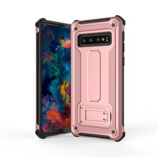 For Galaxy S10e Ultra-thin Shockproof PC + TPU Armor Protective Case with Holder(Rose Gold)