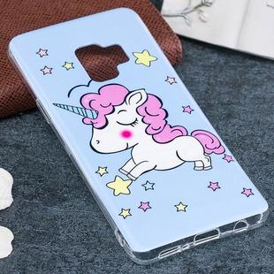 For Galaxy S9 Noctilucent Blue Horse Pattern TPU Soft Back Case Protective Cover