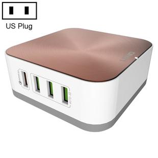 LDNIO A8101 8 x USB Ports QC3.0 Smart Travel Charger, US Plug(Rose Gold)