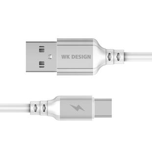 WK WDC-073 1m 2.4A Output Smart Series  USB to USB-C / Type-C Auto Cutout Data Sync Charging Cable (White)