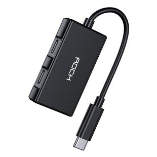ROCK CA05 3 In 1 Type-C / USB-C Charging Audio Adapter Cable, Length: 18cm(Black)