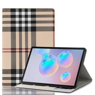 For Galaxy Tab S6 T860 / T865 Plaid Texture Horizontal Flip Leather Case with Holder & Card Slots & Wallet (White)