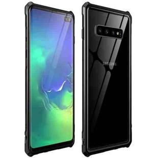 Snap-on Aluminum Frame and Tempered Glass Back Plate Case for Galaxy S10 Plus(Black)