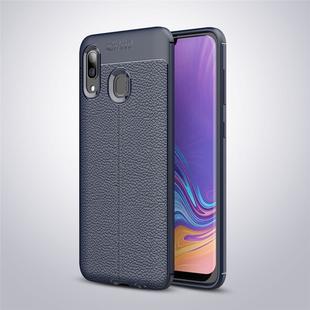 Litchi Texture TPU Shockproof Case for Galaxy A30(Navy Blue)