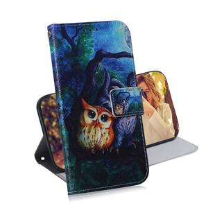 Oil Painting Owl Pattern Coloured Drawing Horizontal Flip Leather Case for Galaxy M10 / A10, with Holder & Card Slots & Wallet