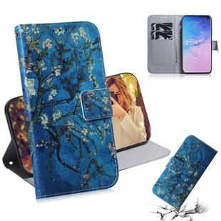 Apricot Flower Pattern Coloured Drawing Horizontal Flip Leather Case for Galaxy S10, with Holder & Card Slots & Wallet