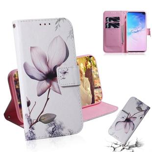 Magnolia Flower Pattern Coloured Drawing Horizontal Flip Leather Case for Galaxy S10 Plus, with Holder & Card Slots & Wallet