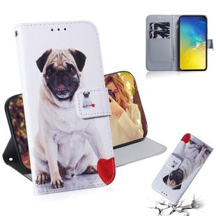 Pug Pattern Coloured Drawing Horizontal Flip Leather Case for Galaxy S10 E, with Holder & Card Slots & Wallet