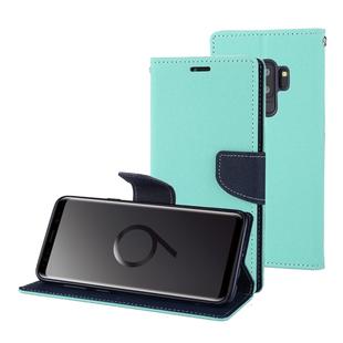 GOOSPERY FANCY DIARY for Galaxy S9+ Cross Texture Horizontal Flip Leather Case with Card Slots & Wallet & Holder(Mint Green)