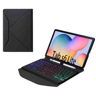 B610S Diamond Texture Triangle Back Holder Splittable Bluetooth Keyboard Leather Tablet Case with Backlight for Samsung Galaxy Tab S6 Lite (Black Black)
