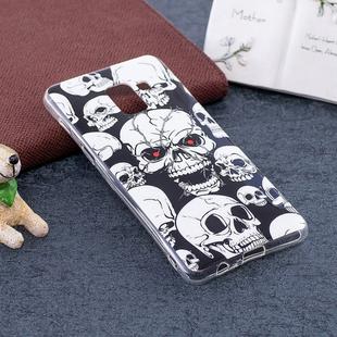 For Galaxy A8 (2018) Noctilucent Red Eye Skull Pattern TPU Soft Back Case Protective Cover