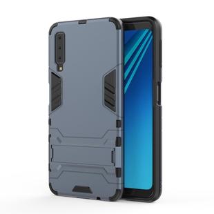 Shockproof PC + TPU Case for Galaxy A7 (2018), with Holder (Navy Blue)