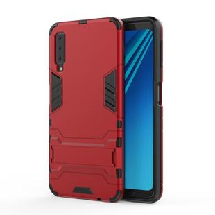 Shockproof PC + TPU Case for Galaxy A7 (2018), with Holder (Red)