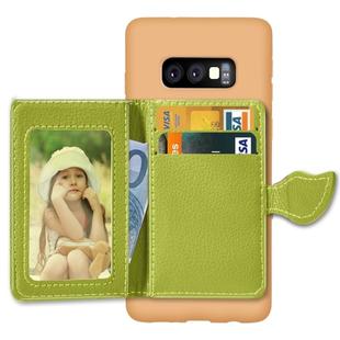 Leaf Magnetic Snap Litchi Texture TPU Protective Case for Galaxy S10e, with Card Slots & Holder & Wallet (Green)