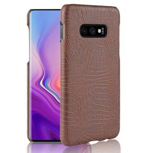 Shockproof Crocodile Texture PC + PU Case for Galaxy S10e(Brown)