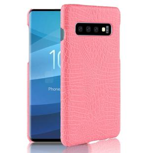 Shockproof Crocodile Texture PC + PU Case for Galaxy S10 (Pink)