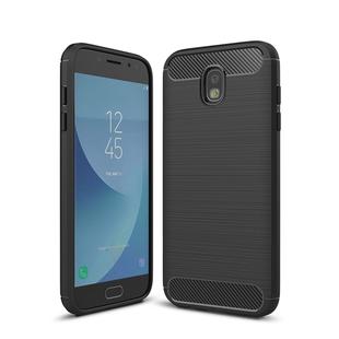 For Galaxy J730 / J7 Pro (EU Version) Brushed Texture Carbon Fiber Shockproof TPU Rugged Armor Protective Case(Black)