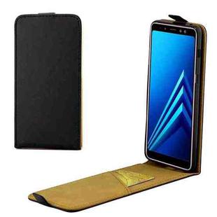 For Galaxy A8+ (2018) Vertical Flip Leather Protective Back Cover Case with Card Slot(Black)