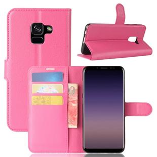 For Galaxy A8 (2018) Litchi Texture Horizontal Flip Leather Case with Holder & Card Slots & Wallet(Magenta)