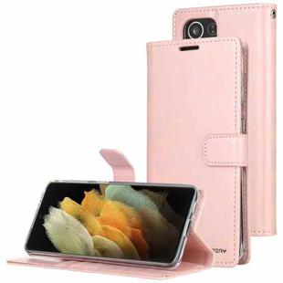 For Samsung Galaxy S21 Ultra 5G GOOSPERY BLUE MOON Crazy Horse Texture Horizontal Flip Leather Case With Bracket & Card Slot & Wallet(Pink)