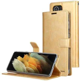 For Samsung Galaxy S21 Ultra 5G GOOSPERY BLUE MOON Crazy Horse Texture Horizontal Flip Leather Case With Bracket & Card Slot & Wallet(Gold)