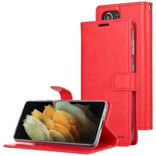 For Samsung Galaxy S21 Ultra 5G GOOSPERY BLUE MOON Crazy Horse Texture Horizontal Flip Leather Case With Bracket & Card Slot & Wallet(Red)