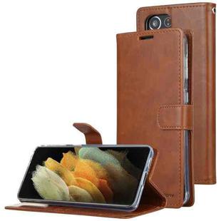 For Samsung Galaxy S21 Ultra 5G GOOSPERY BLUE MOON Crazy Horse Texture Horizontal Flip Leather Case With Bracket & Card Slot & Wallet(Brown)