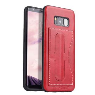 Fierre Shann Full Coverage Protective Leather Case for Galaxy S8+,  with Holder & Card Slot(Red)